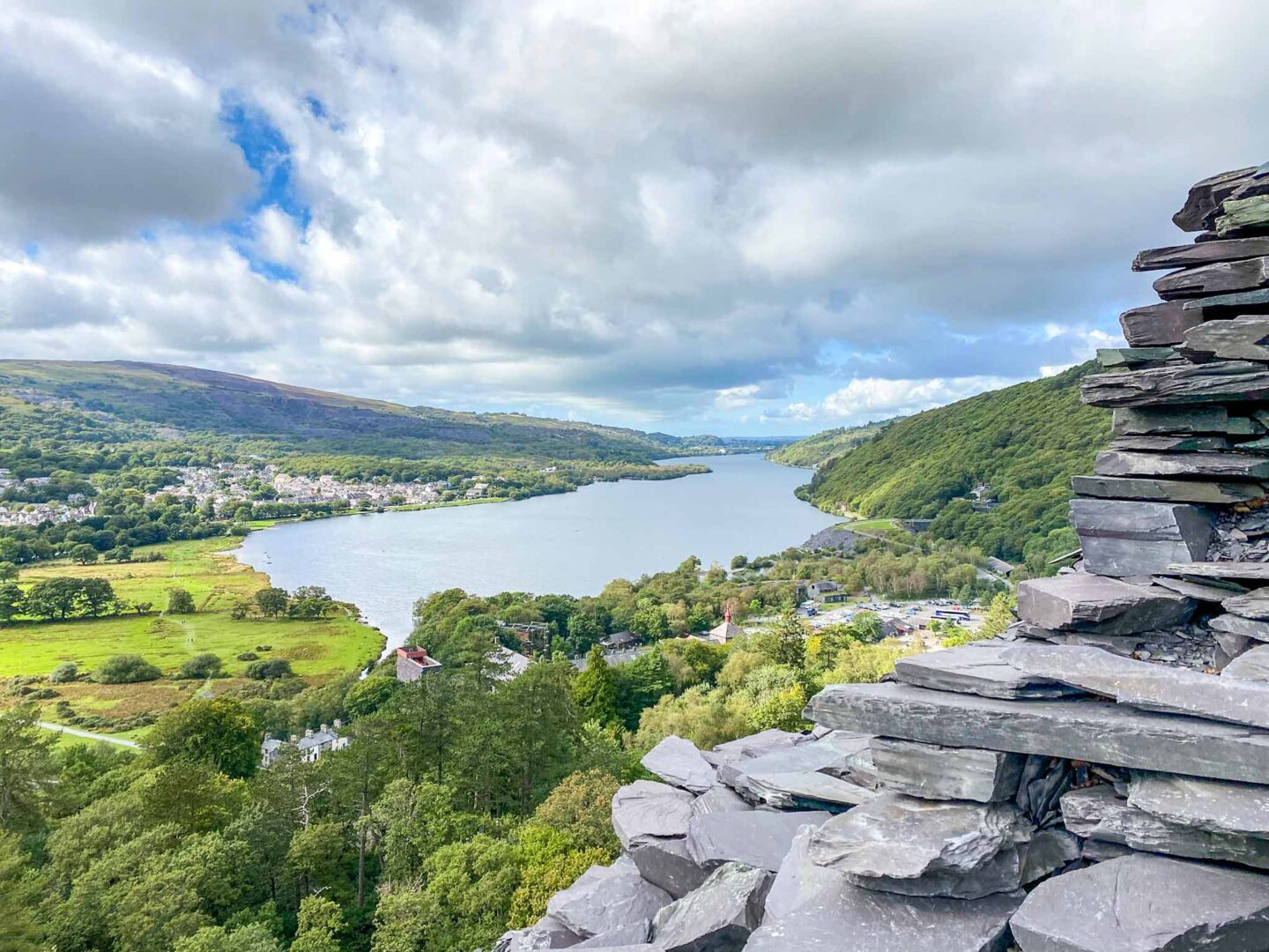 places to visit in North Wales, view of Llanberis and lake - places to visit in North Wales, view of Llanberis and lake