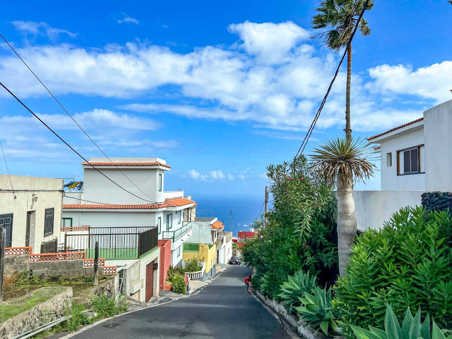 Tenerife road trip, steep road through village in Tenerife - Tenerife road trip, steep road through village in Tenerife