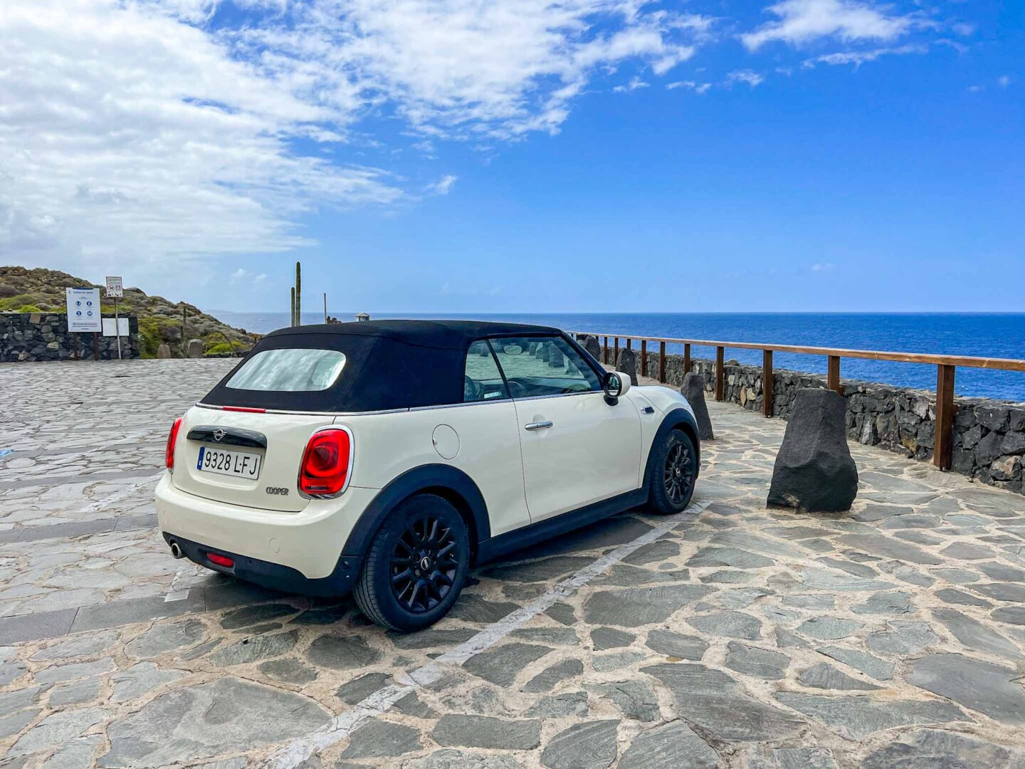 Tenerife road trip, Mini hired car by ocean - Tenerife road trip, Mini hired car by ocean