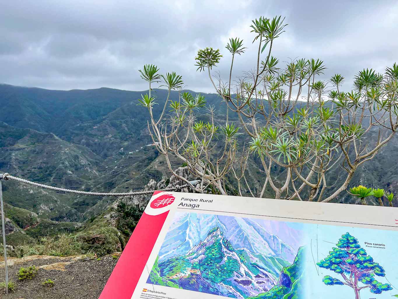Tenerife road trip, Anaga Rural Park sign and mountains - Tenerife road trip, Anaga Rural Park sign and mountains