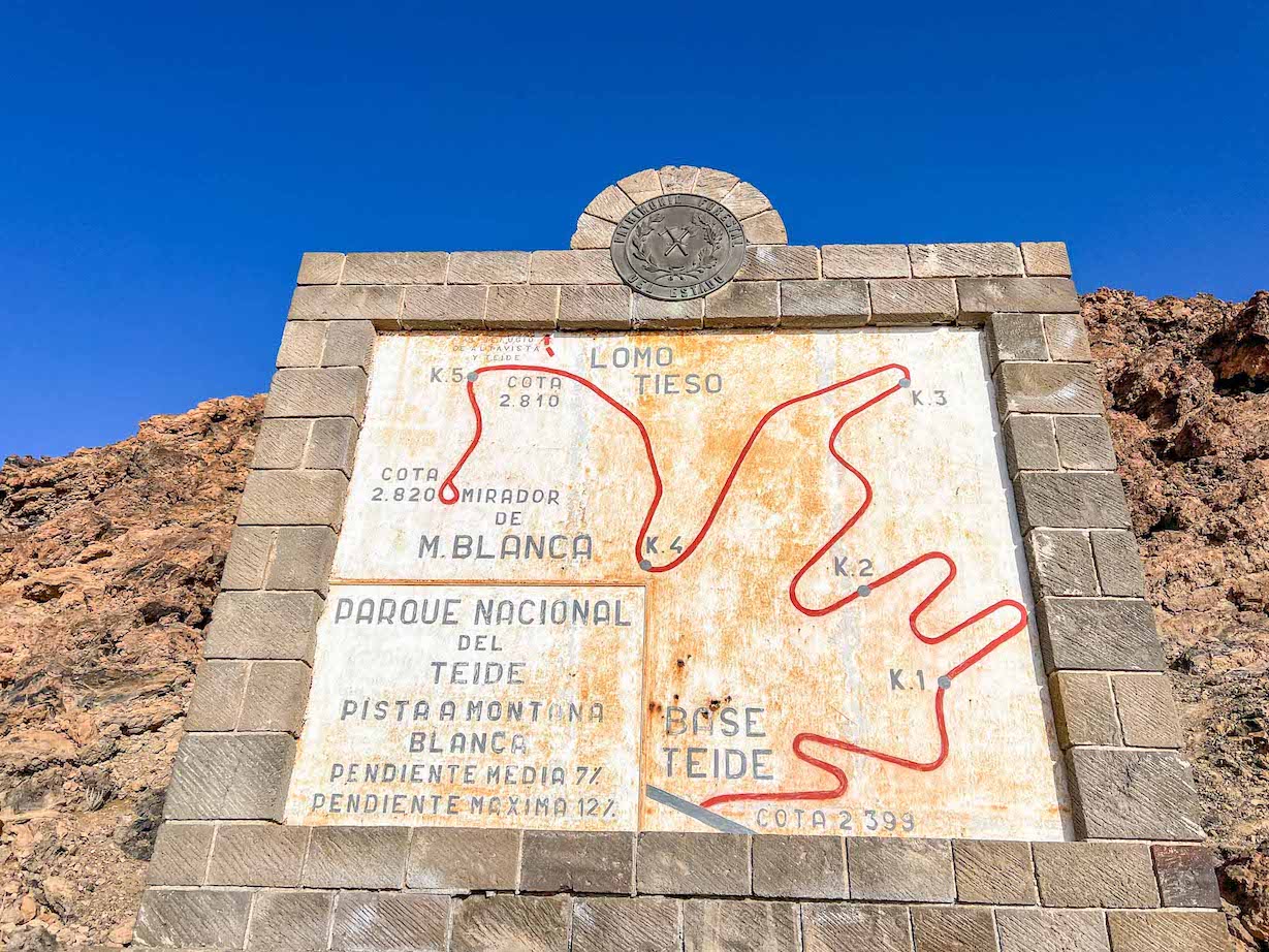 Hiking Mount Teide, Mount Teide Walking Paths sign - Hiking Mount Teide, Mount Teide Walking Paths sign