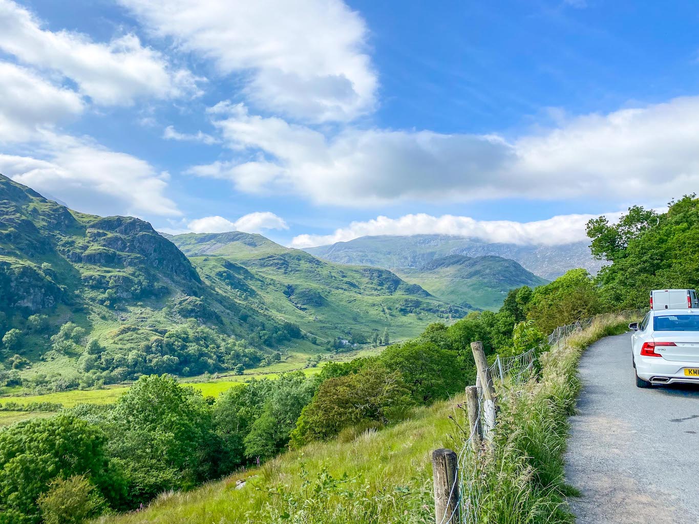 places to visit in North Wales, road in North Wales lay by and car - places to visit in North Wales, road in North Wales lay by and car