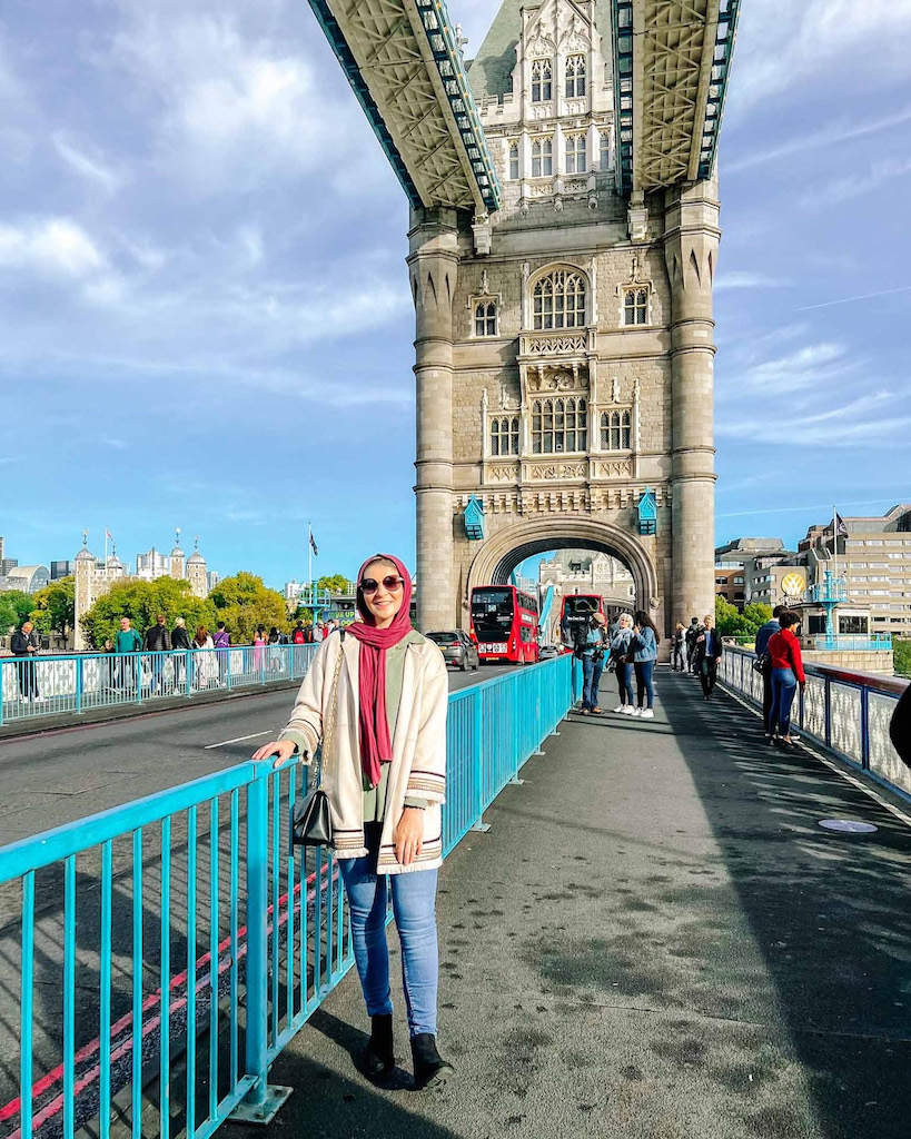 Ellie on Tower bridge, London with kids, London with kids itinerary, - The Wandering Quinn Travel Blog Ellie on Tower bridge, London with kids, London with kids itinerary,