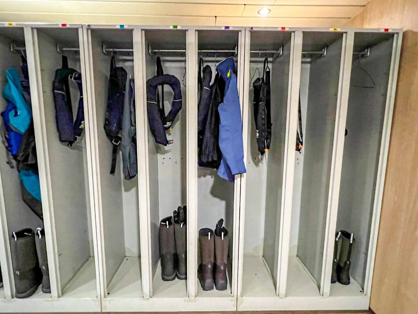 boots and coat for Antartica in mud room locker, What to wear in Antarctica, What to pack for Antarctica, - boots and coat for Antartica in mud room locker, What to wear in Antarctica, What to pack for Antarctica,