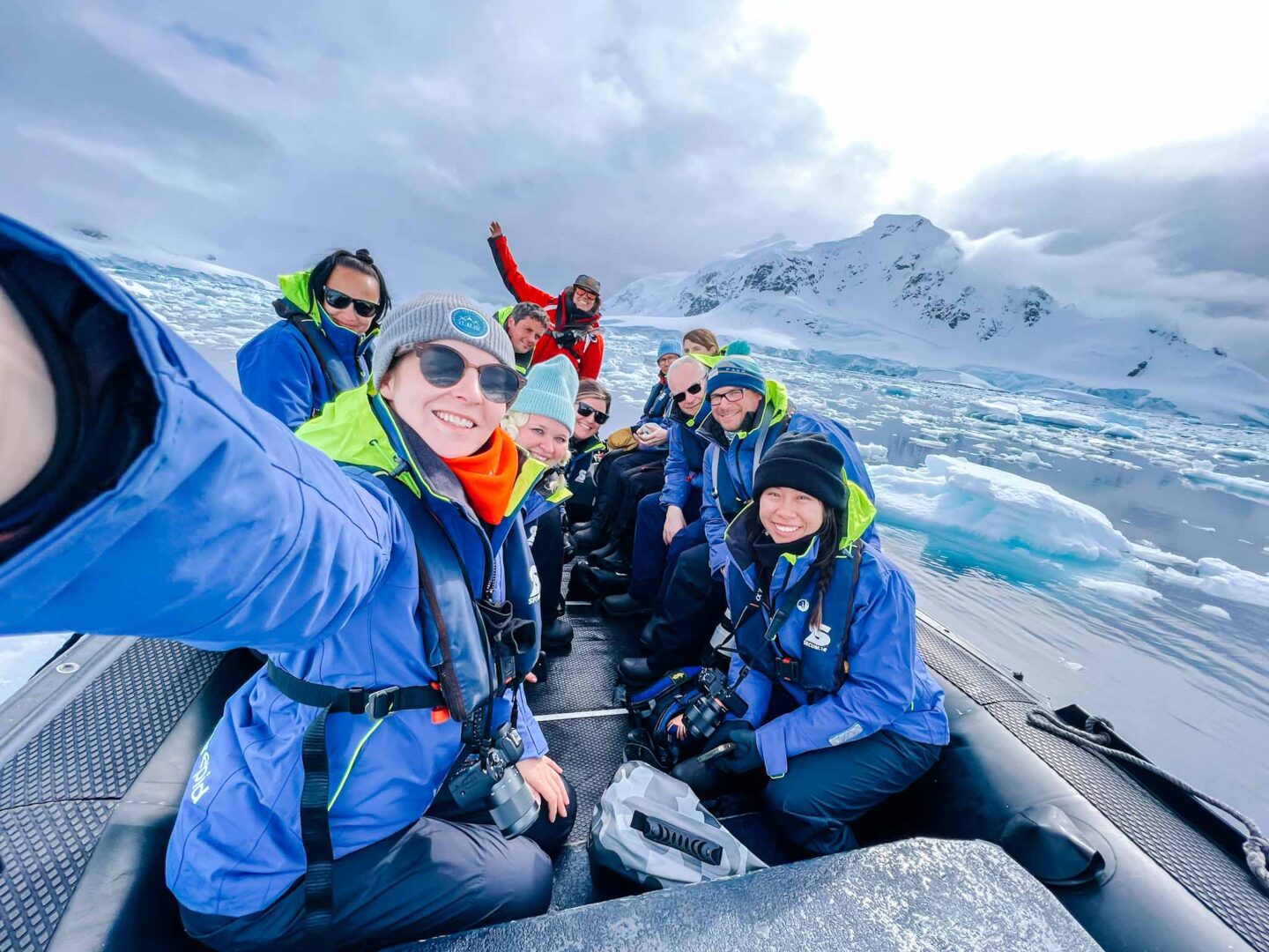 group on Zodiac in Antarctica,What to wear in Antarctica, What to pack for Antarctica, - group on Zodiac in Antarctica,What to wear in Antarctica, What to pack for Antarctica,