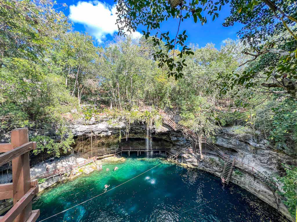 Cenote Xcanche from above, Yucatan Road Trip, 1 week Mexico itinerary, - Cenote Xcanche from above, Yucatan Road Trip, 1 week Mexico itinerary,