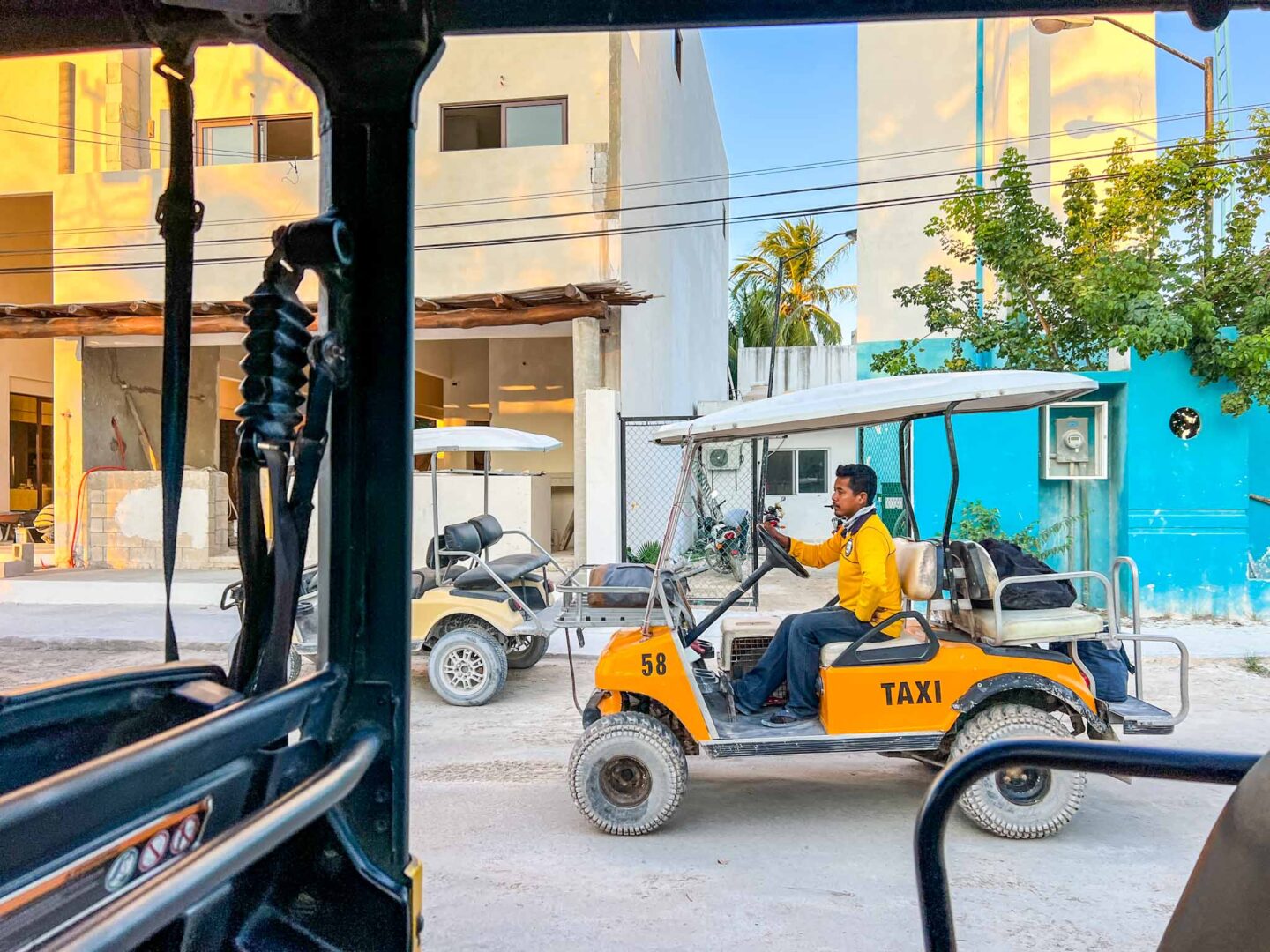 Golf Cart taxis in Isla Holbox, Yucatan Road Trip, 1 week Mexico itinerary, - Golf Cart taxis in Isla Holbox, Yucatan Road Trip, 1 week Mexico itinerary,