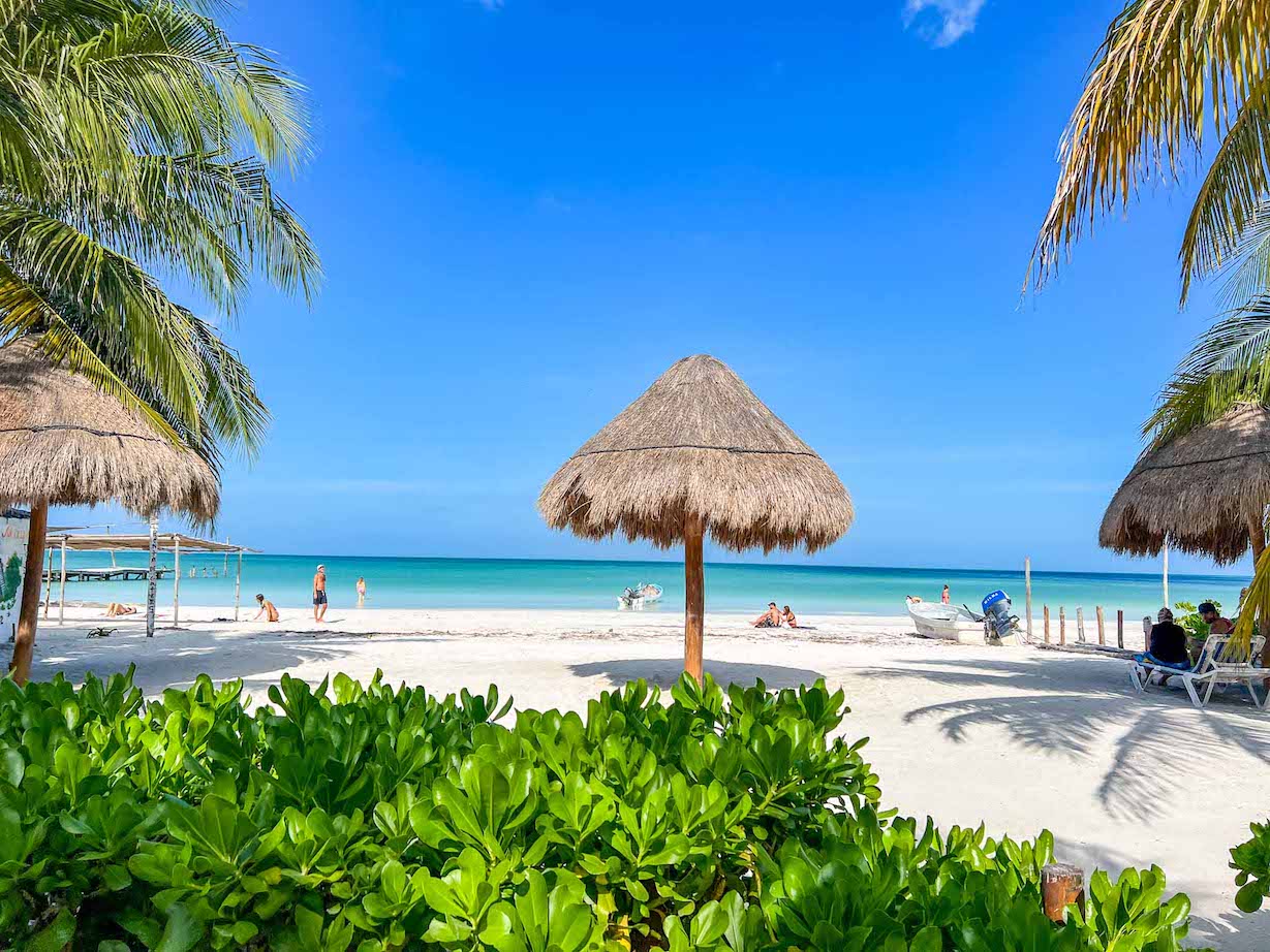 Isla holbox beach and sunbed view, Yucatan Road Trip, 1 week Mexico itinerary, - Isla holbox beach and sunbed view, Yucatan Road Trip, 1 week Mexico itinerary,