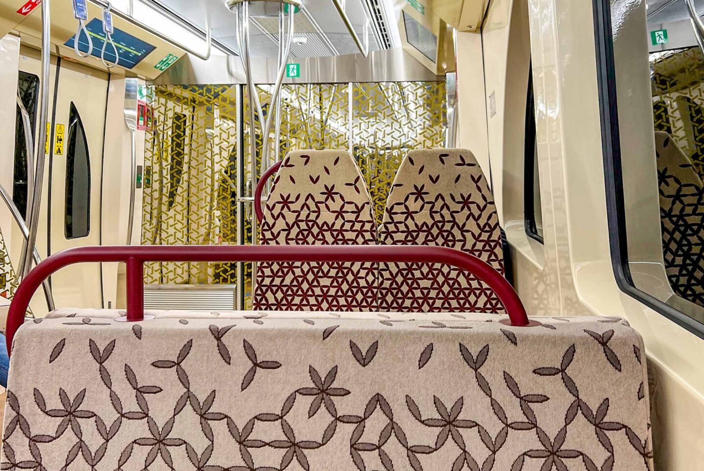 Doha Metro seating in family section, getting around Doha, Doha public transport - Doha Metro seating in family section, getting around Doha, Doha public transport