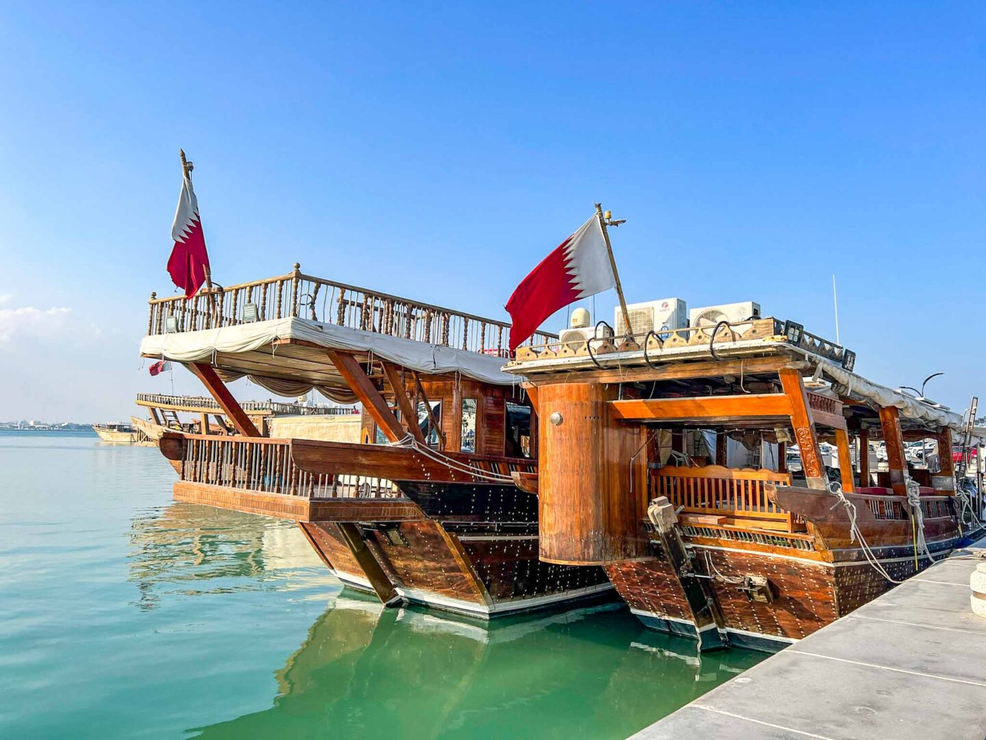 side of traditional dhow boat in Doha, Qatar Stopover, one day in Doha, - side of traditional dhow boat in Doha, Qatar Stopover, one day in Doha,