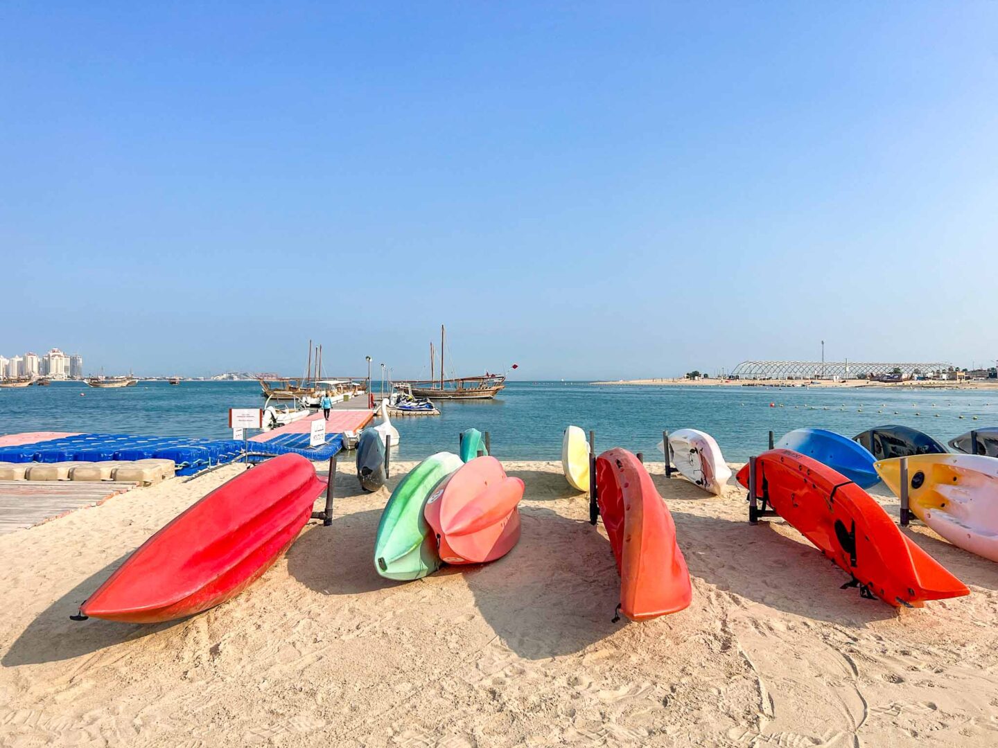 Katara beach with canoes, Doha itinerary, Qatar itinerary - Katara beach with canoes, Doha itinerary, Qatar itinerary