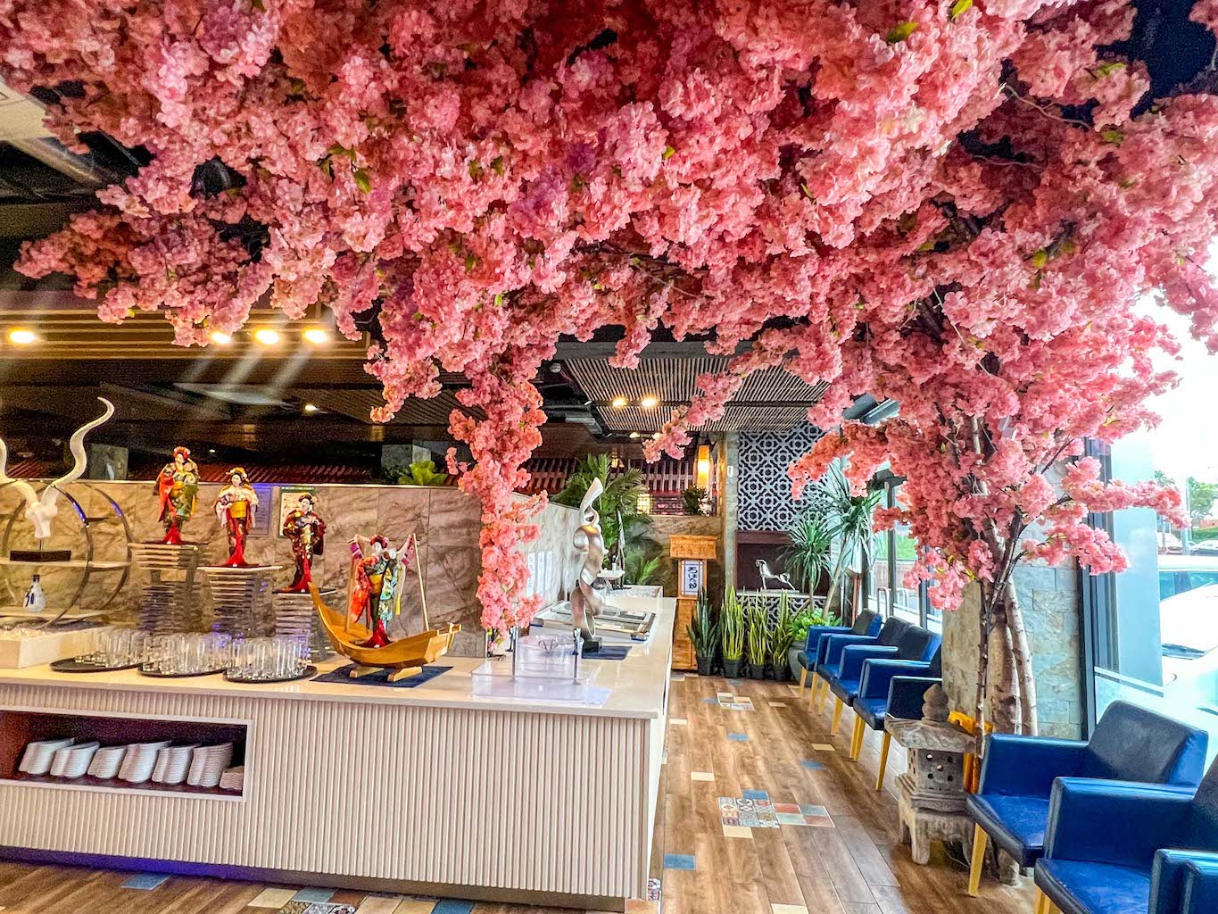 halal restaurants in manchester, Cherry blossom tree inside Sakura Japanese Restaurant Manchester - halal restaurants in manchester, Cherry blossom tree inside Sakura Japanese Restaurant Manchester