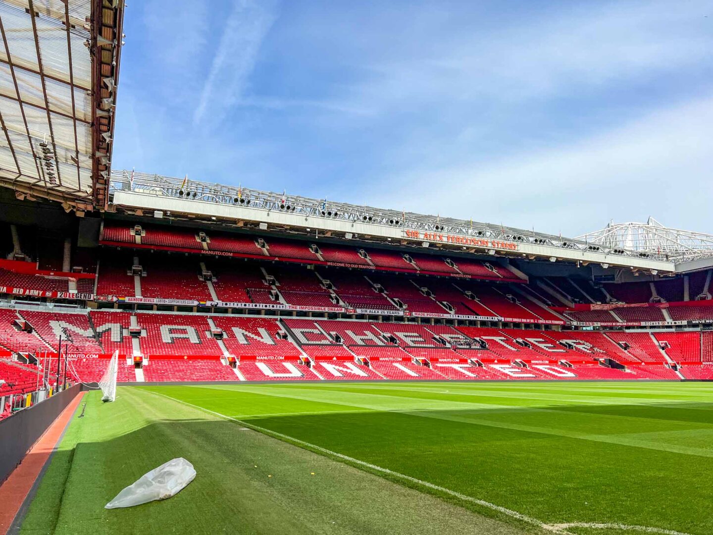 Old Trafford Pitch from the side, one day in Manchester - Old Trafford Pitch from the side, one day in Manchester