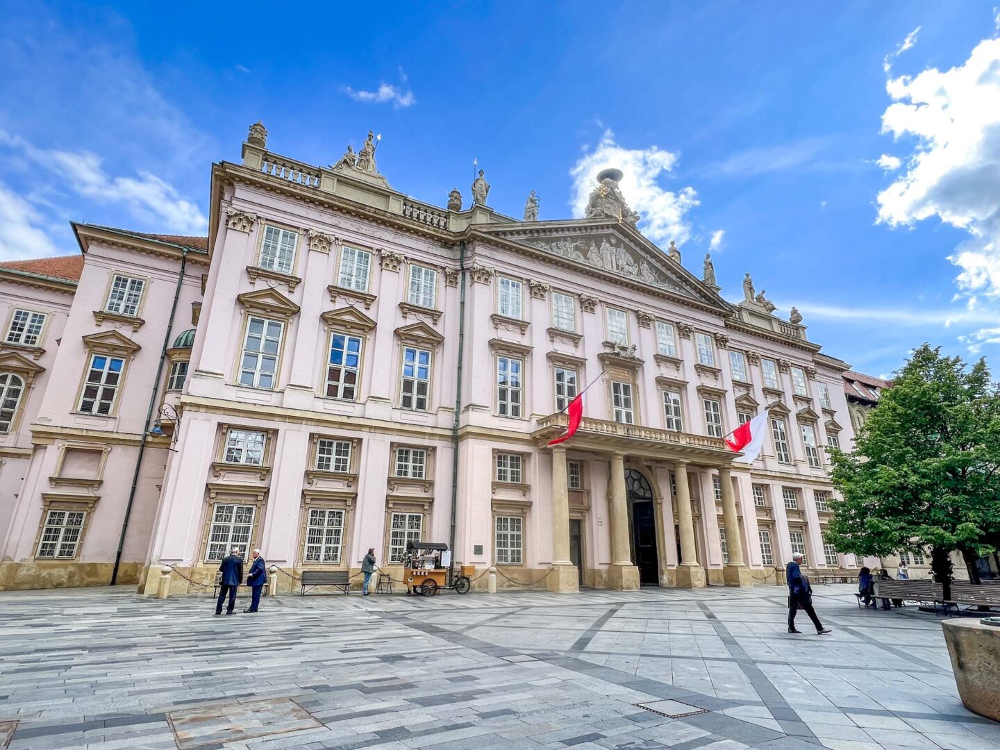one day in Bratislava, Bratislava square and pink government building - one day in Bratislava, Bratislava square and pink government building