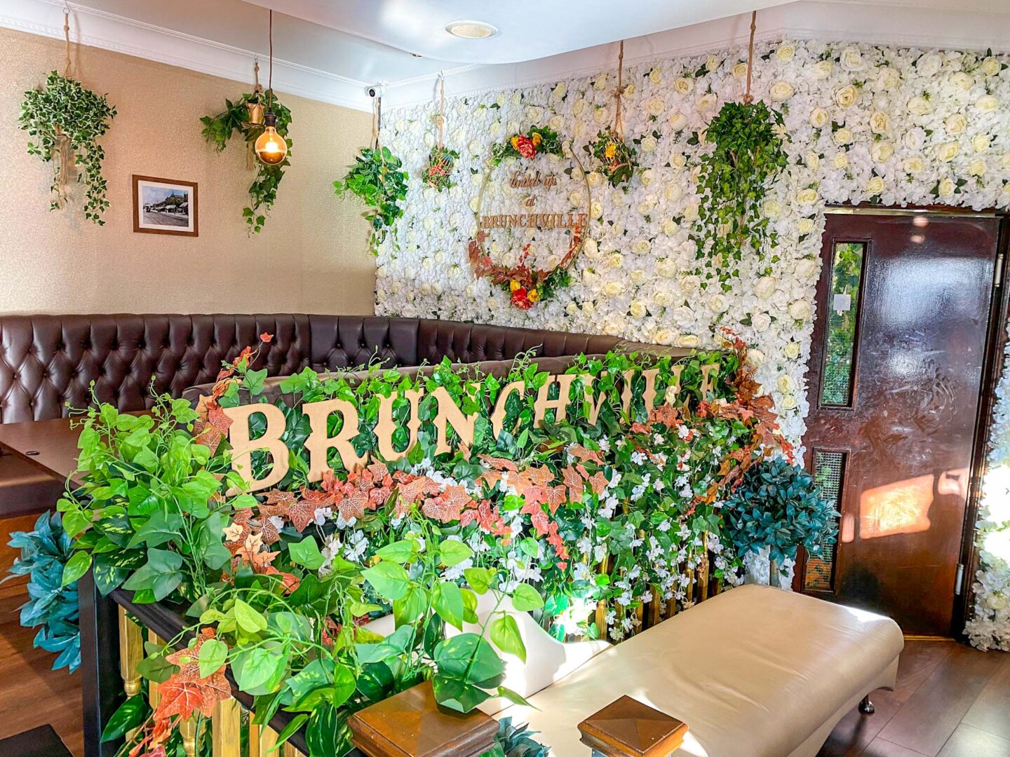 Halal brunch manchester, Brunchville cafe Manchester flower entrance - Halal brunch manchester, Brunchville cafe Manchester flower entrance