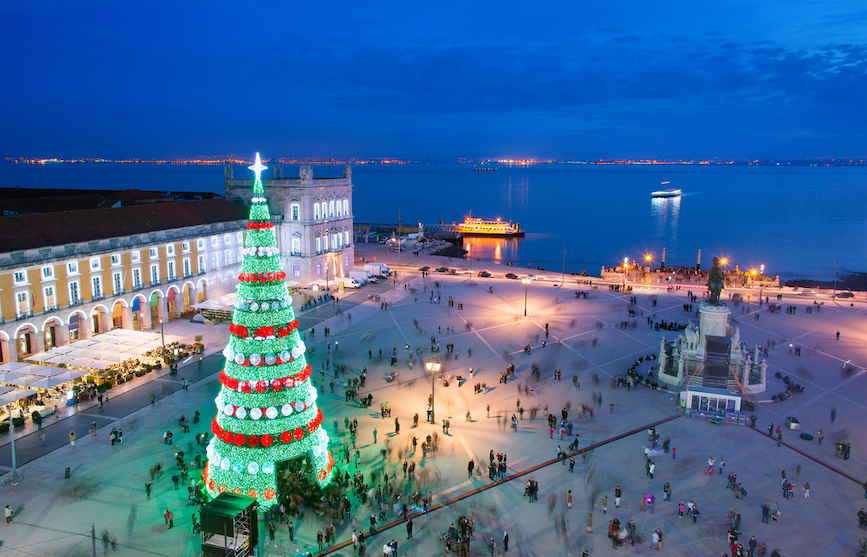 Best Places to Visit in Europe in December, Christmas Tree in Lisbon main square - Best Places to Visit in Europe in December, Christmas Tree in Lisbon main square