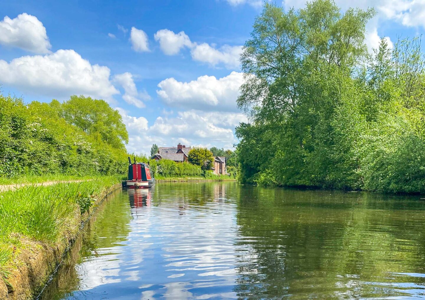 Things to do in Altrincham, Altrincham Canal and pathway with blue sky - Things to do in Altrincham, Altrincham Canal and pathway with blue sky