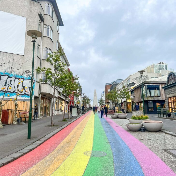 The Wandering Quinn Travel Blog things to do in iceland in the rain, Rainbow Street in the rain Reykjavik