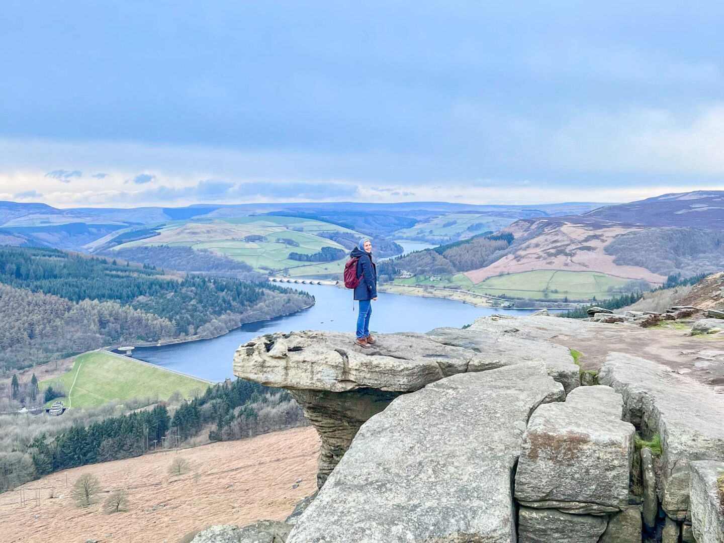 Ellie on the edge of Bombard Edge, Easy Walks Peak District, - Ellie on the edge of Bombard Edge, Easy Walks Peak District,