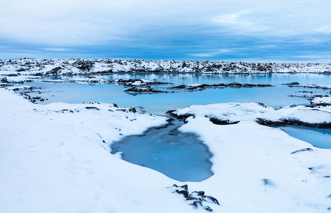women's tour to iceland, blue lagoon with snow - women's tour to iceland, blue lagoon with snow