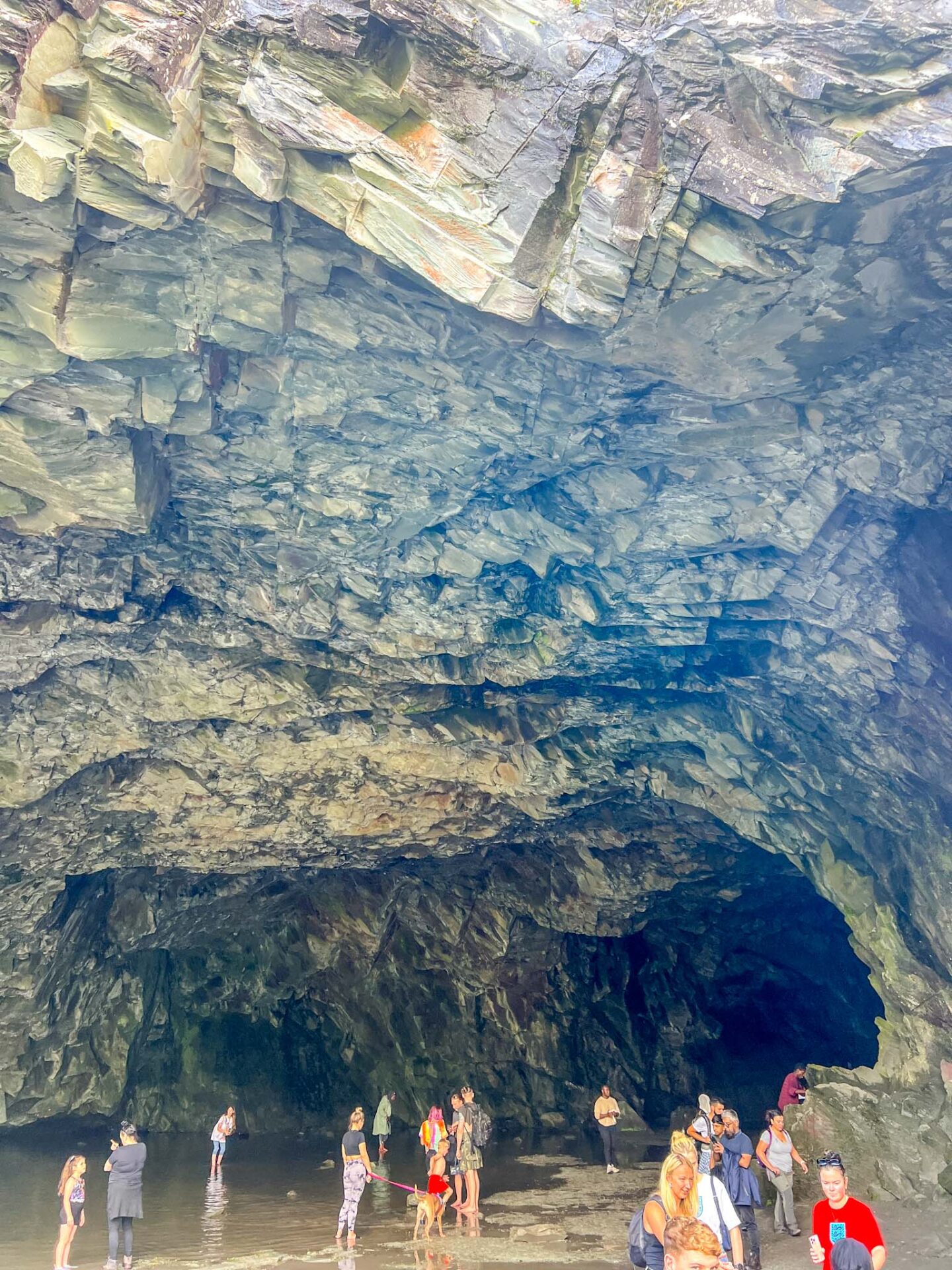 inside Rydal Cave in summer with people, Rydal Cave walk - inside Rydal Cave in summer with people, Rydal Cave walk