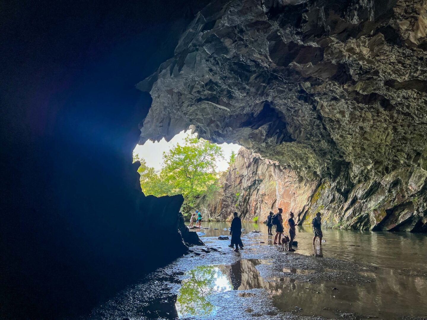 inside Rydal Cave with people, Rydal Cave walk - inside Rydal Cave with people, Rydal Cave walk