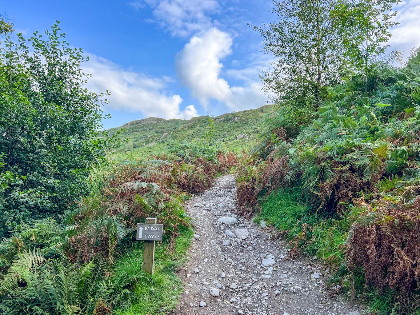signs for Rydal Cave in Lake District, Rydal Cave walk - signs for Rydal Cave in Lake District, Rydal Cave walk