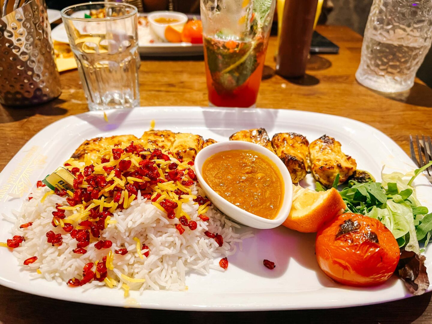 kebab and rice from Walnut Persian Restaurant, best curry mile restaurants - kebab and rice from Walnut Persian Restaurant, best curry mile restaurants