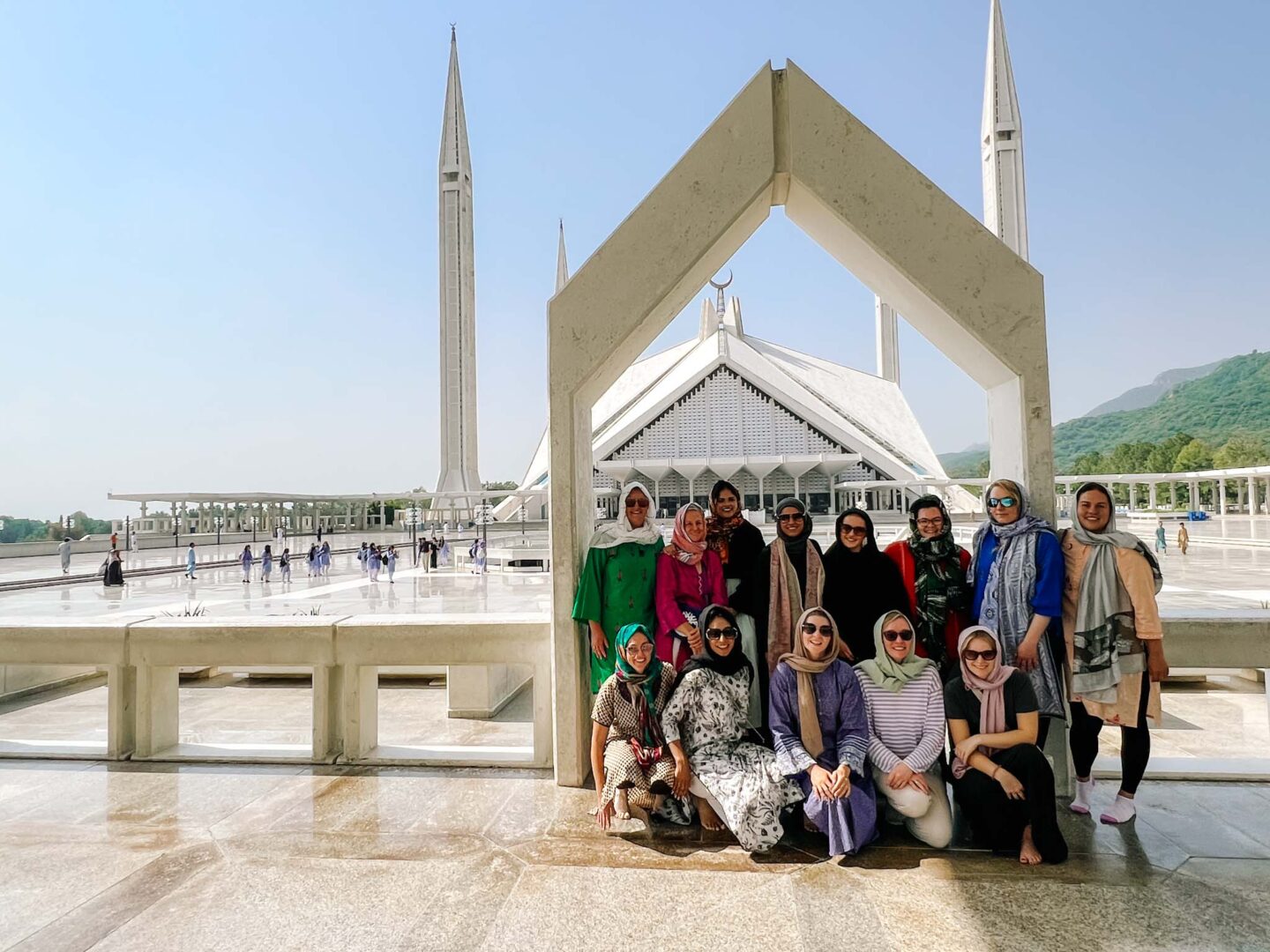 group at Faisal Mosque, what to wear in Pakistan - group at Faisal Mosque, what to wear in Pakistan