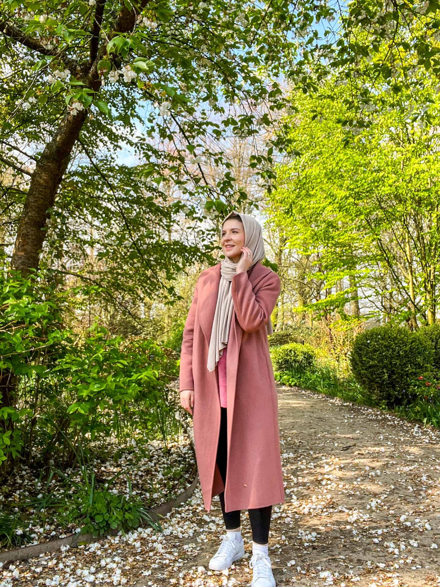 Cherry blossom in Manchester, Ellie in Dunham Massey under cherry blossom - Cherry blossom in Manchester, Ellie in Dunham Massey under cherry blossom
