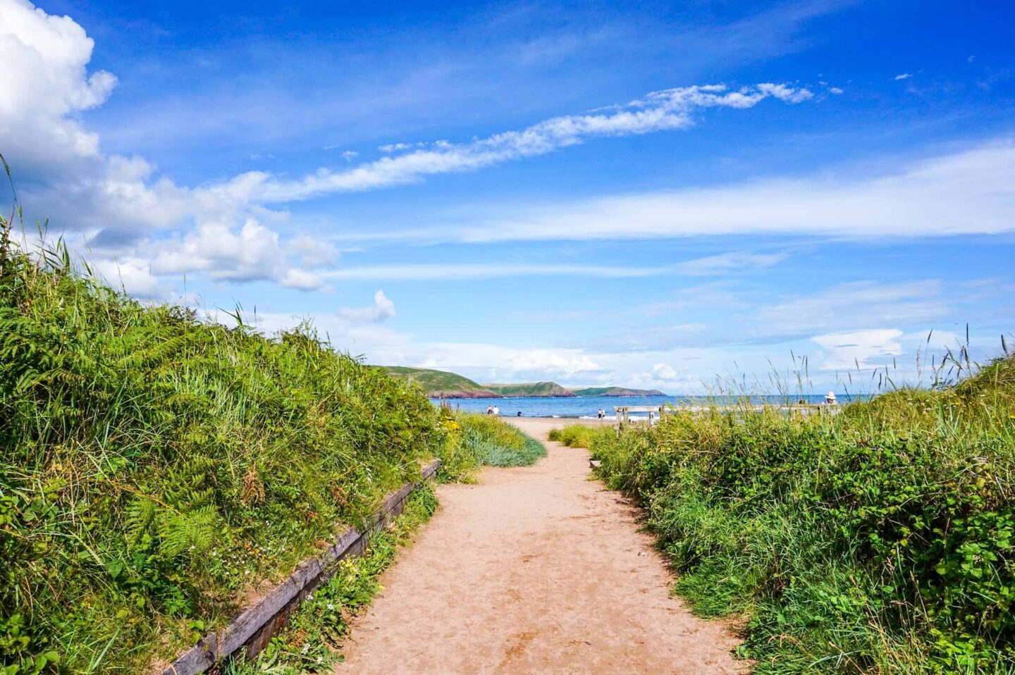 best beaches in South Wales, footpath to Freshwater East Beach - best beaches in South Wales, footpath to Freshwater East Beach