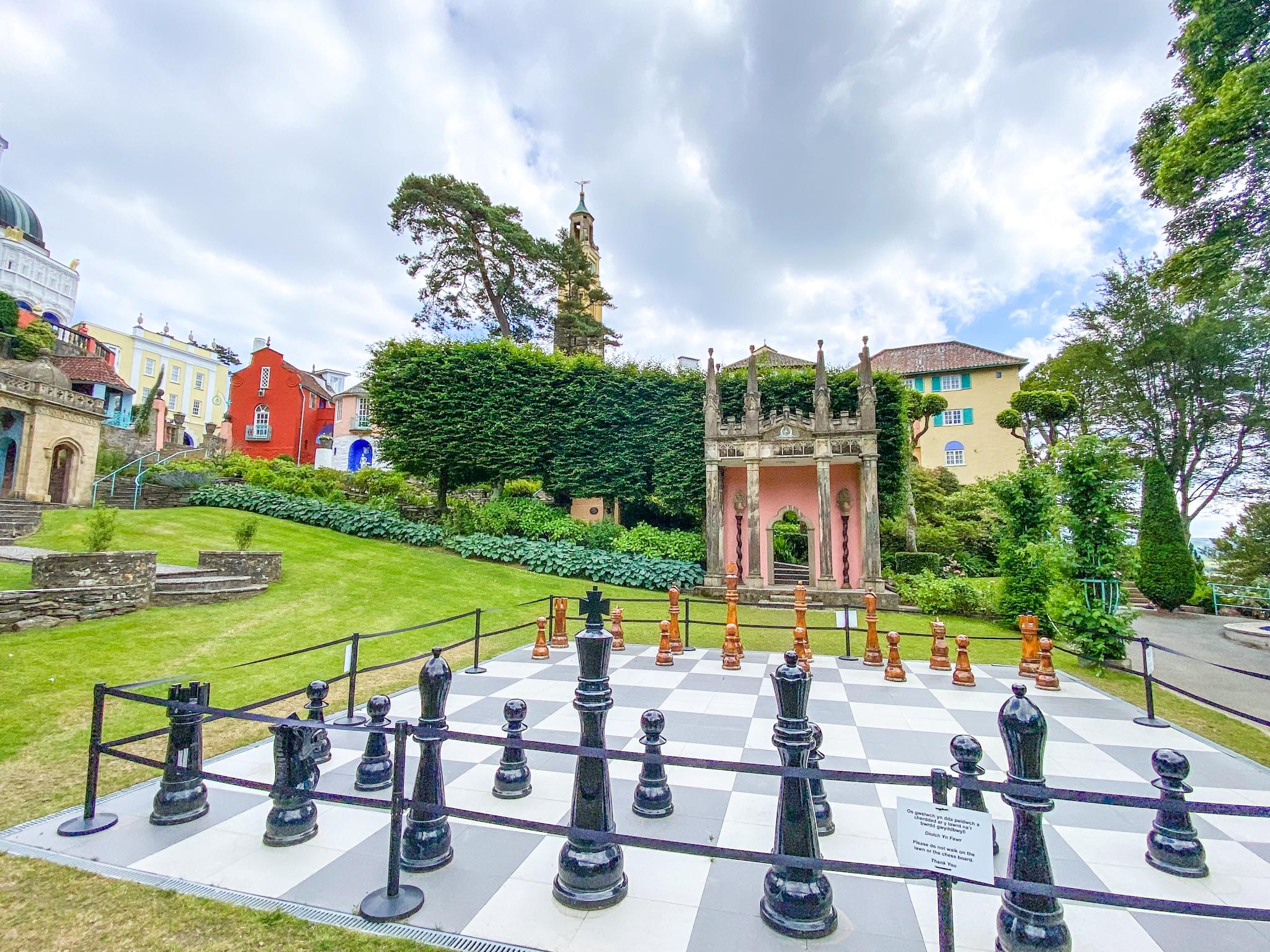 Visiting Portmeirion, large chess board and gardens at Portmeirion - Visiting Portmeirion, large chess board and gardens at Portmeirion