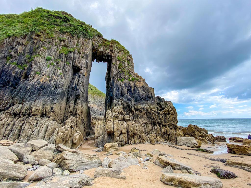 best beaches in South Wales, Church Door Cove with Church Door Rock - best beaches in South Wales, Church Door Cove with Church Door Rock