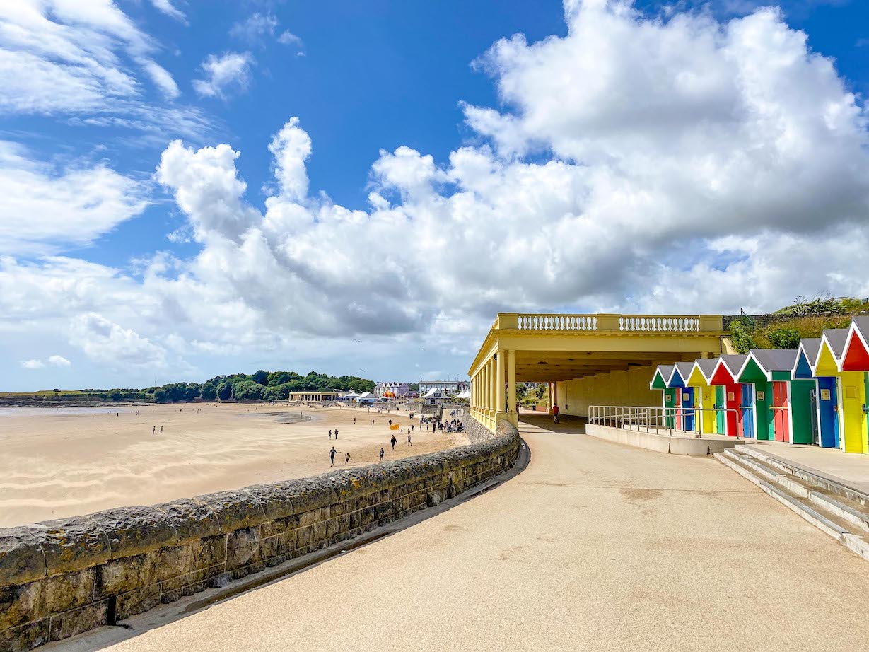 best beaches in South Wales, Barry Island Beach colourful huts - best beaches in South Wales, Barry Island Beach colourful huts