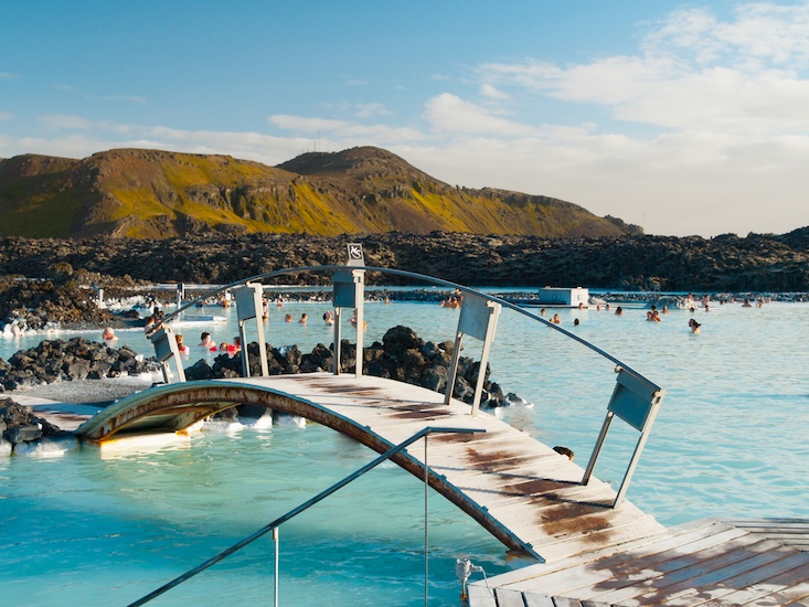 Visiting the Blue Lagoon, but lagoon on a blue sky day with bridge and water - Visiting the Blue Lagoon, but lagoon on a blue sky day with bridge and water