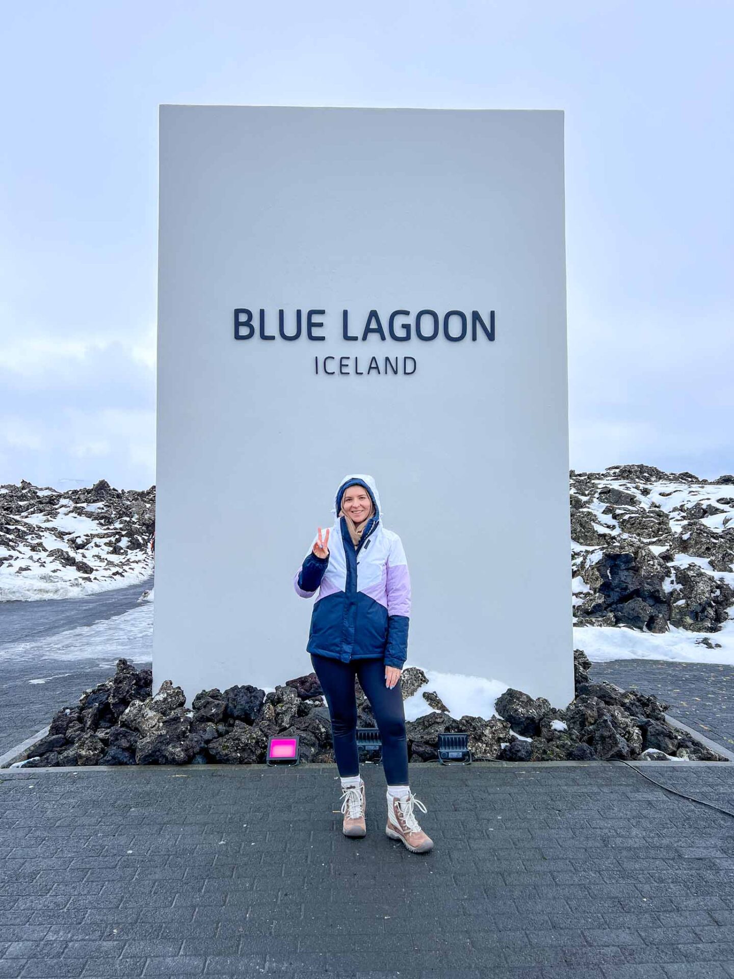 Visiting the Blue Lagoon, ellie with the blue lagoon sign - Visiting the Blue Lagoon, ellie with the blue lagoon sign