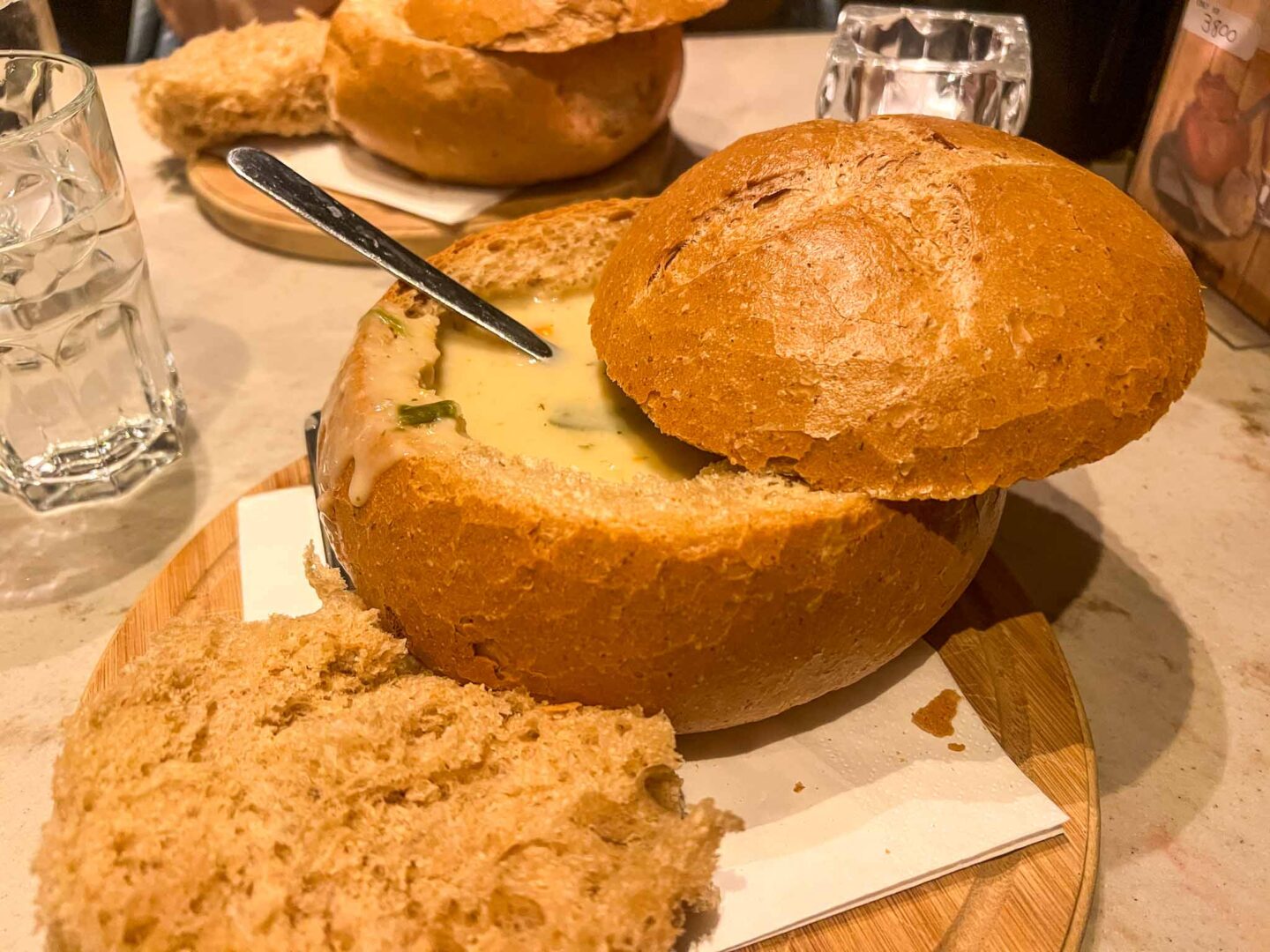 Halal Food Reykjavik, vegetarian soup in bread from Svarta Kaffið - Halal Food Reykjavik, vegetarian soup in bread from Svarta Kaffið