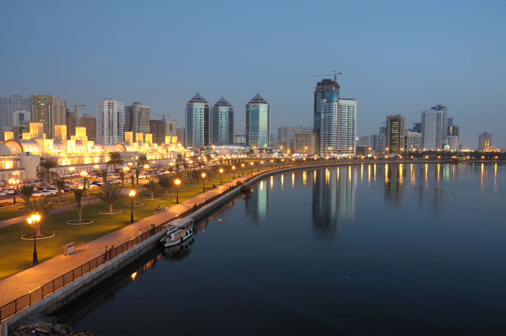 best places to visit in the UAE, Sharjah waterfront at night