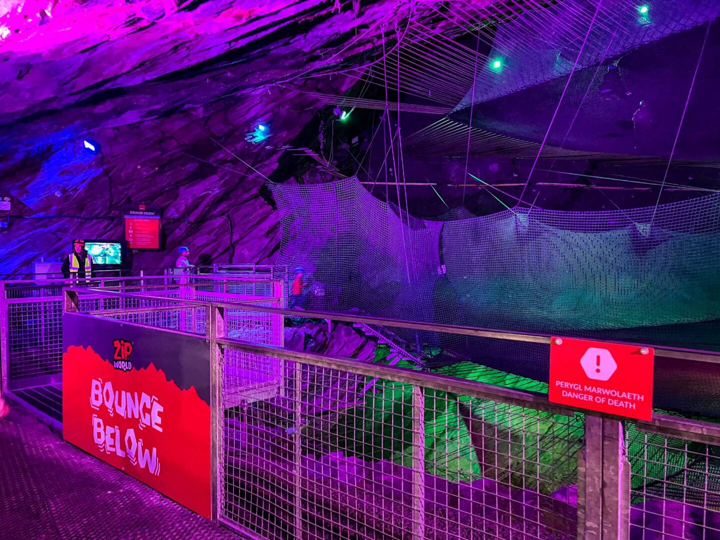 Things to do in Wales in Spring, inside Bounce Below Zip World in North Wales - Things to do in Wales in Spring, inside Bounce Below Zip World in North Wales