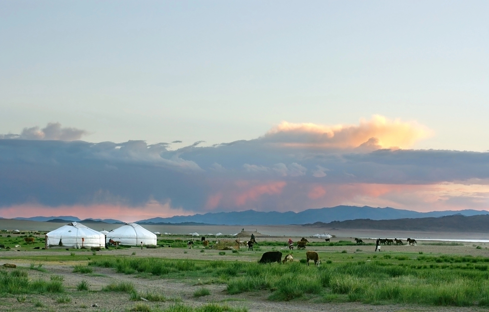Best countries to visit in August, sunset in Mongolia meadow - Best countries to visit in August, sunset in Mongolia meadow