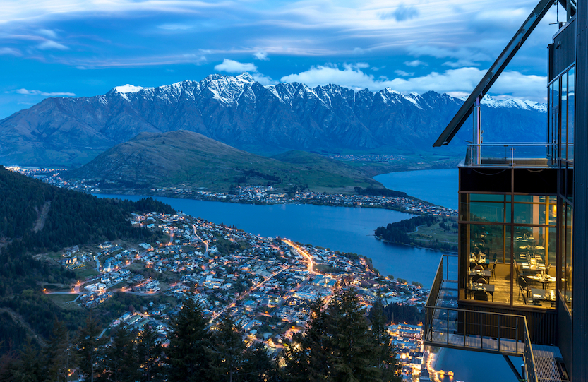 Best countries to visit in August, Queenstown from above at nighttime with snow in winter - Best countries to visit in August, Queenstown from above at nighttime with snow in winter