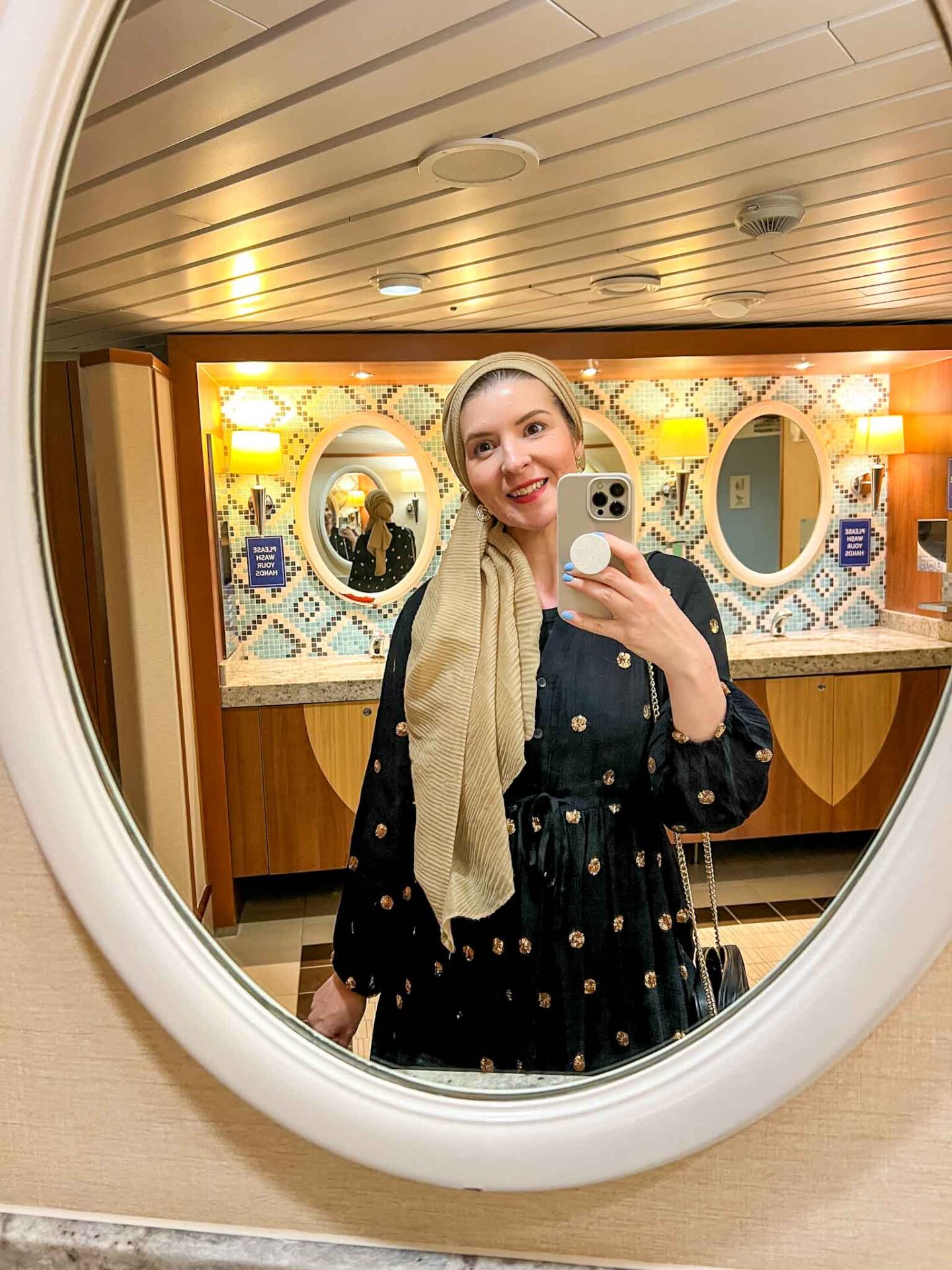 Tui cruise review, Ellie in bathrooms onboard Marella Discovery 2