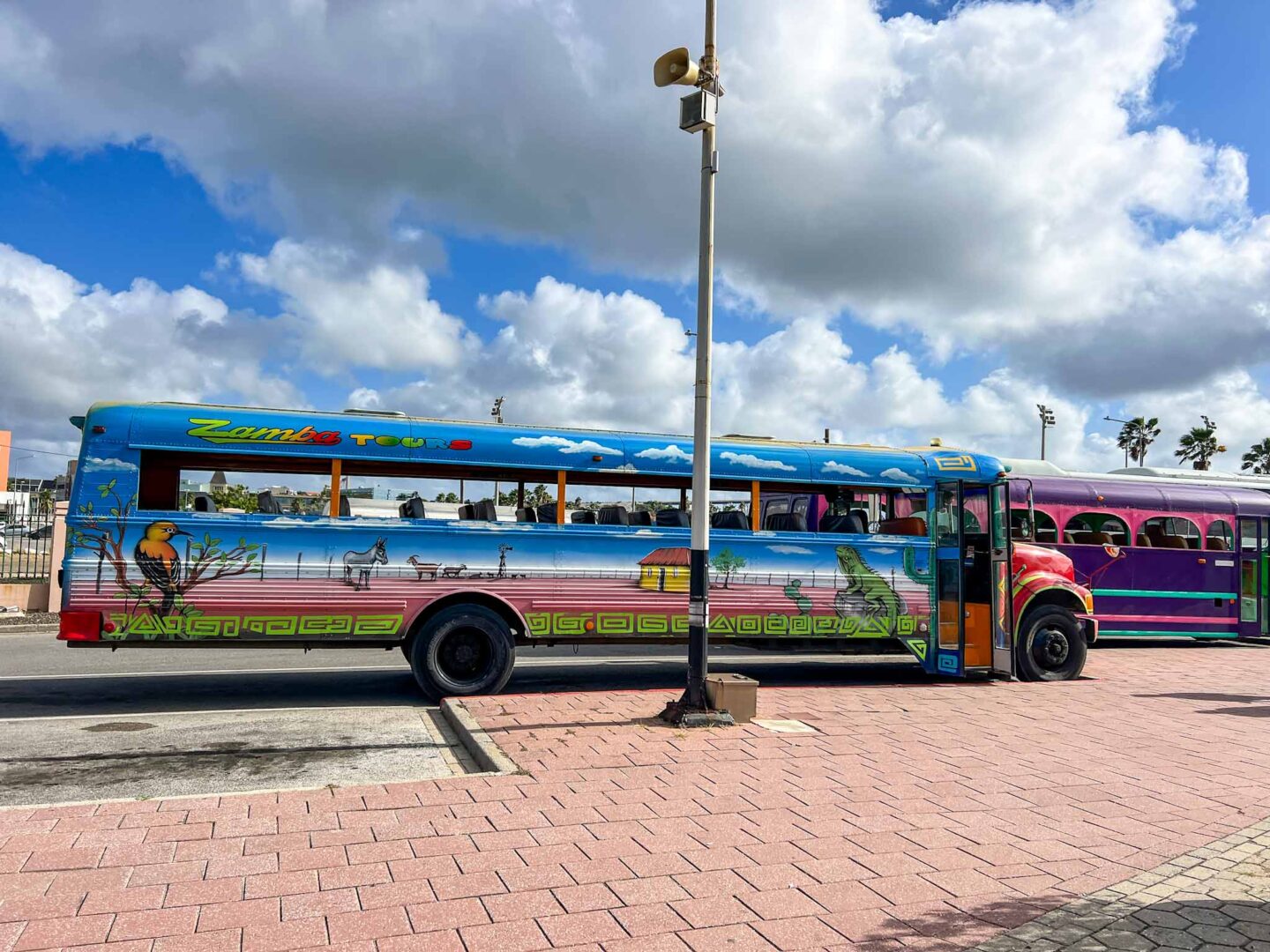 how to see islands on a Caribbean cruise, colourful tourist bus in Willemtsad Curacao, - how to see islands on a Caribbean cruise, colourful tourist bus in Willemtsad Curacao,