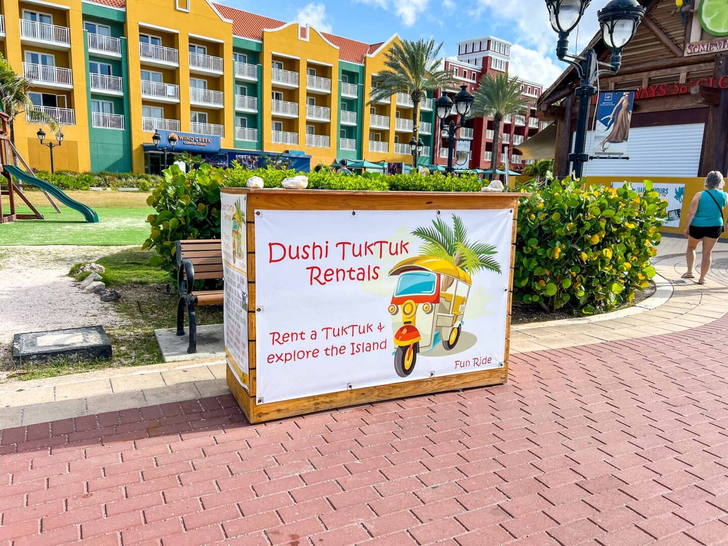 tuk tuk tour sign on Caribbean island for cruise tourists - tuk tuk tour sign on Caribbean island for cruise tourists