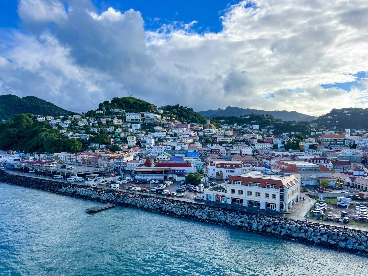 how to see islands on a Caribbean cruise, Grenada St Georges cruise port from the ship - how to see islands on a Caribbean cruise, Grenada St Georges cruise port from the ship