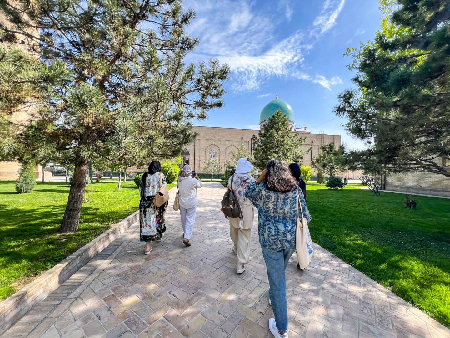 halal travel in Uzbekistan, group of ladies in Tashkent mosque complex - halal travel in Uzbekistan, group of ladies in Tashkent mosque complex