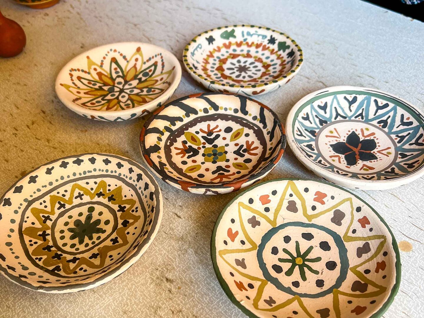halal travel in Uzbekistan, 6 pottery bowls from a pottery class - halal travel in Uzbekistan, 6 pottery bowls from a pottery class