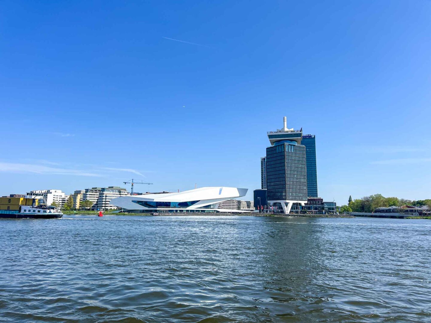 Things to do in Amsterdam Noord, view of the eye filmmuseum and A'DAM lookout tower from the River - Things to do in Amsterdam Noord, view of the eye filmmuseum and A'DAM lookout tower from the River