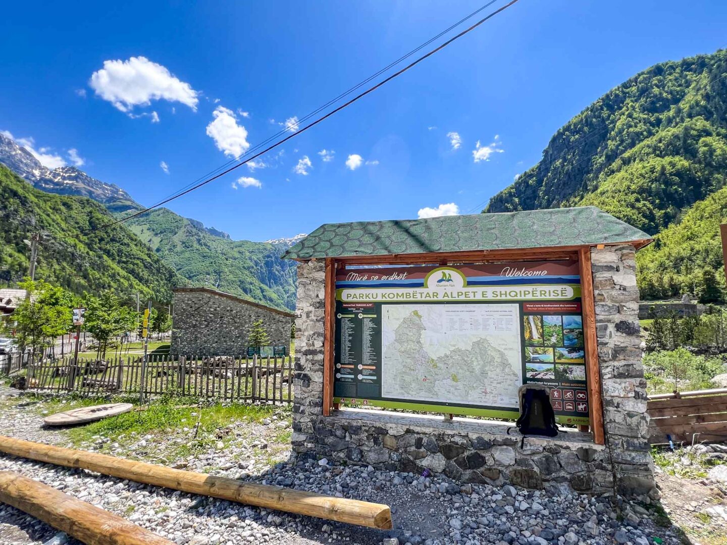 one day in Theth Albania, tourist board and map in Theth village - one day in Theth Albania, tourist board and map in Theth village