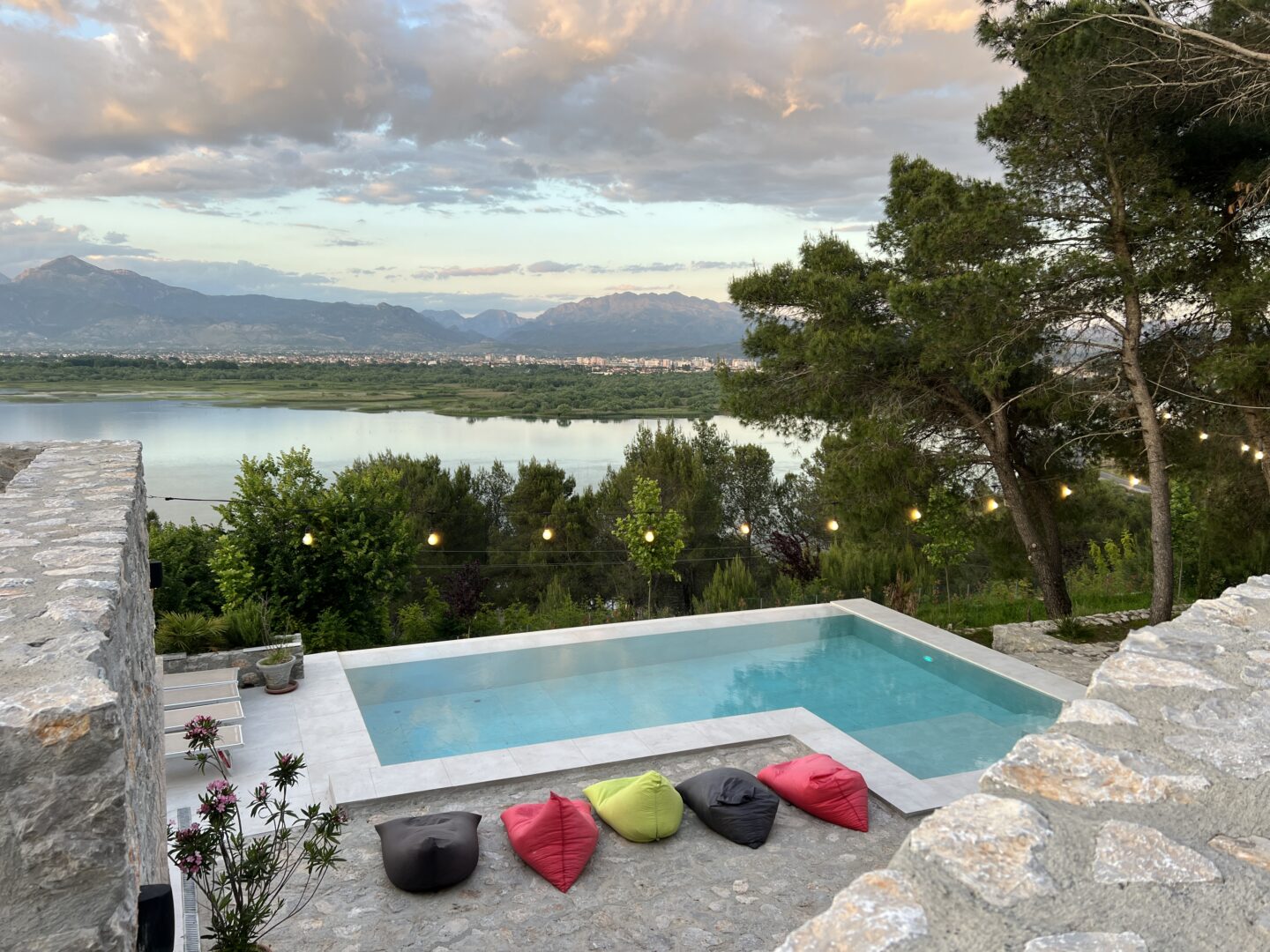 how to get from Montenegro to Albania, swimming pool at Rustico Hotel in Albania on Lake Shkodar - how to get from Montenegro to Albania, swimming pool at Rustico Hotel in Albania on Lake Shkodar